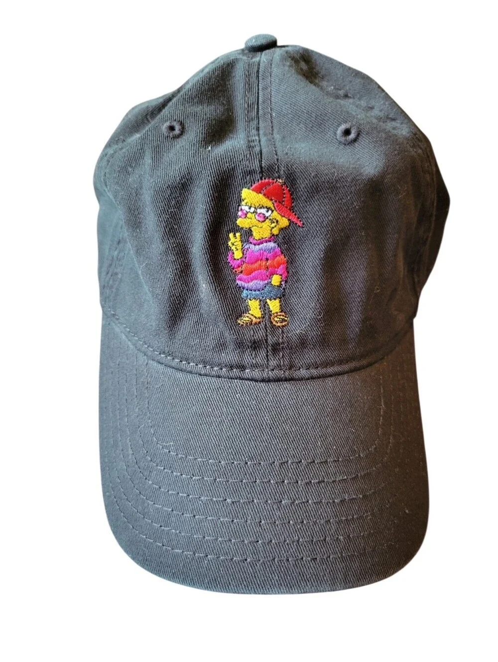 The Simpsons Black Baseball Hat With Lisa Simpson Embroidered On Front